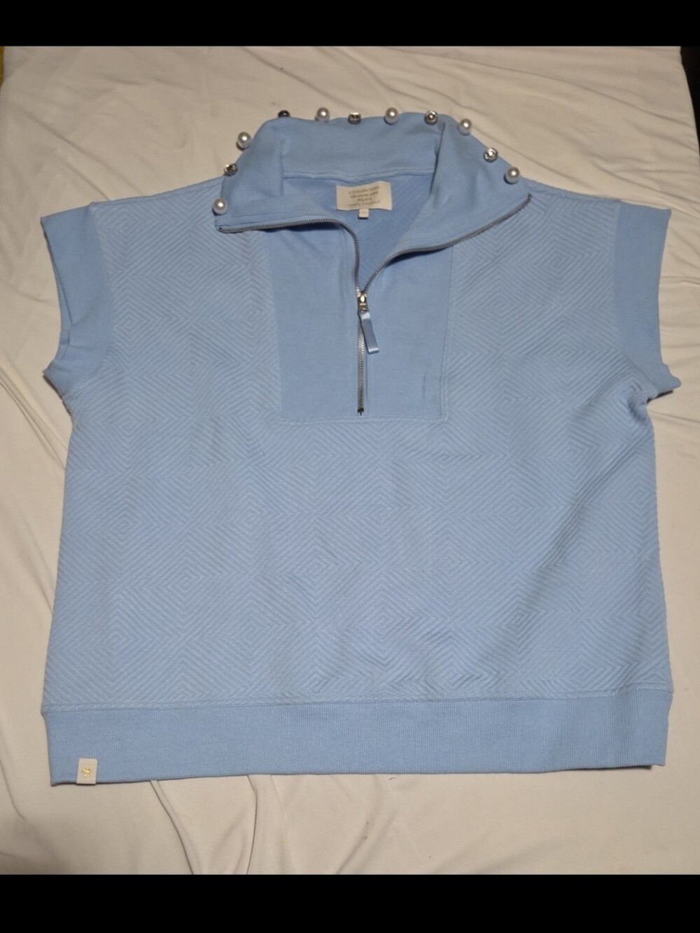 Simply southern Women's XL blue jewled short sleeve sweater #30